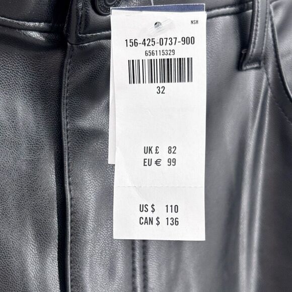 Abercrombie & Fitch The 90s Relaxed High Rise Faux Leather Pants Black Sz14 NWT - Picture 7 of 8